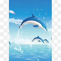 卡通海豚背景模板