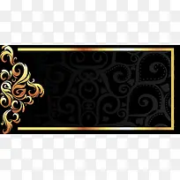 矢量金色边框花纹黑底背景素材