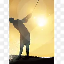 高尔夫运动剪影背景模版