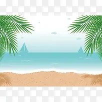 沙滩海洋创意插画广告背景素材