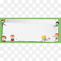 卡通儿童小孩绿色banner背景