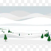 手绘冬季雪地平面广告