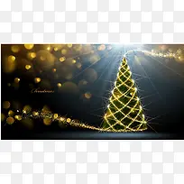 圣诞节金色光斑圣诞树光线背景素材