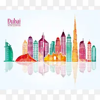 迪拜城市建筑背景模板