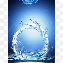 蓝色海水气泡海洋水珠背景素材