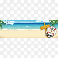 夏日海边清爽卡通banner