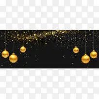 圣诞节黑金装饰物星光黑色banner