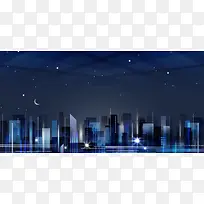 矢量几何炫彩城市夜景背景