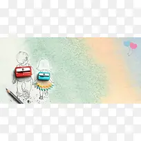 开学季童趣手绘海报背景