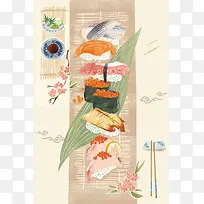 日式餐厅日式美食海报背景素材