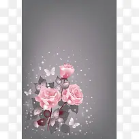 梦幻精致玫瑰花海报背景素材
