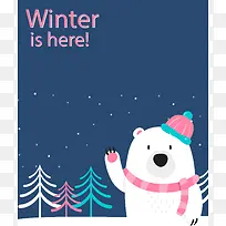 小白熊可爱冬天背景素材
