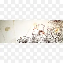 手绘花朵banner