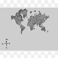 黑白笔触世界地图背景素材