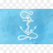 海洋航海手绘蓝色背景矢量素材