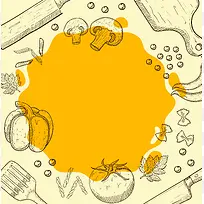 手绘食物厨房工具纹理海报背景素材