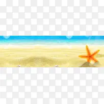 蓝色沙滩海星海洋banner背景