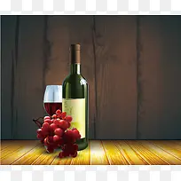 精美葡萄酒和木纹背景设计背景素材