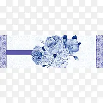 青花瓷花纹电商复古banner