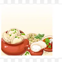 卡通彩绘元宵饺子背景素材