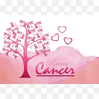 矢量粉色女性乳腺癌健康宣传背景