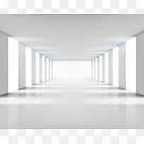 白色长廊柱子背景素材