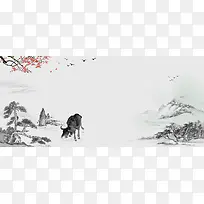 清明节中国风文艺复古灰banner