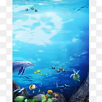 夏天海底世界背景海报