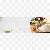 五谷杂粮大米质感白色banner
