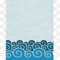蓝色中国风传统元素花纹纹理平面广告