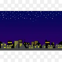 矢量扁平化城市夜景背景