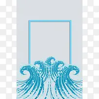 矢量手绘海洋浪花浪潮背景
