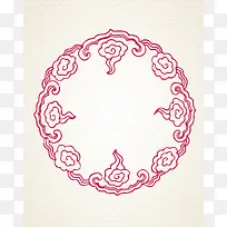 矢量中国风线描古典传统圆框背景素材