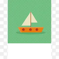 可爱小帆船绿色波点背景素材