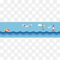 卡通清新海边风景矢量素材