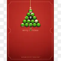 圣诞台球红色海报背景素材
