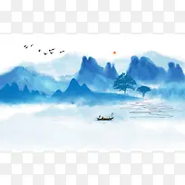 中国风山水展板-1