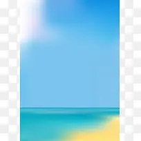 蓝色天空沙滩海报背景