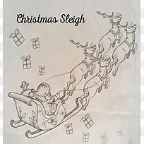 手绘圣诞雪橇车矢量背景素材
