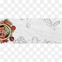 吃货美食俯视图手绘灰色banner