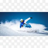 清新冬季滑雪运动背景模板