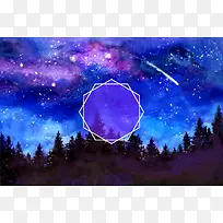 蓝色星空森林背景