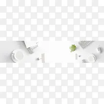 办公工具俯视图文艺简约白色banner