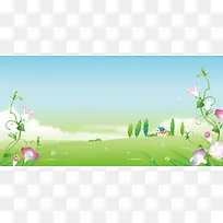 牵牛花绿地背景素材