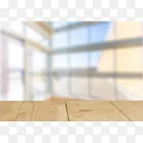 木板展台与模糊背景高清图片
