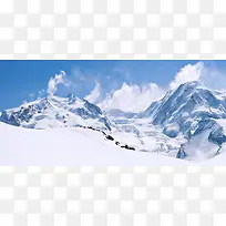 冬季雪地冬天摄影蓝色海报背景
