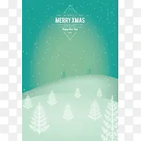 线条圣诞树雪景海报背景素材
