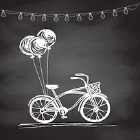 手绘粉笔画自行车背景素材