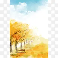 立秋萧瑟文艺中国风动漫风黄色背景