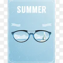 天蓝色夏日旅游背景图